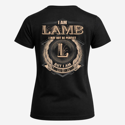 LAMB 2K-101–Personalized Name Quote Apparel “I Am NAME May Not Be Perfect But I Am Limited Edition”