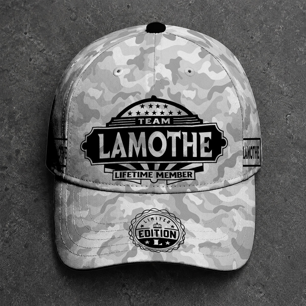 LAMOTHE TC01 HH79 Team Your Name Hat, Personalized Camo Baseball Cap, Custom Family Gift, Gift for Him Her