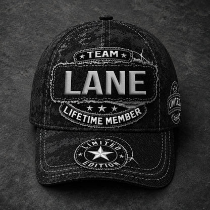 LANE TC03 HH79  Personalized Black Camo Baseball Cap, Custom Name Family Hat