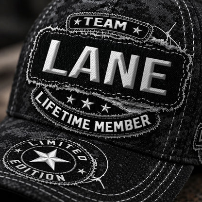 LANE TC03 HH79  Personalized Black Camo Baseball Cap, Custom Name Family Hat