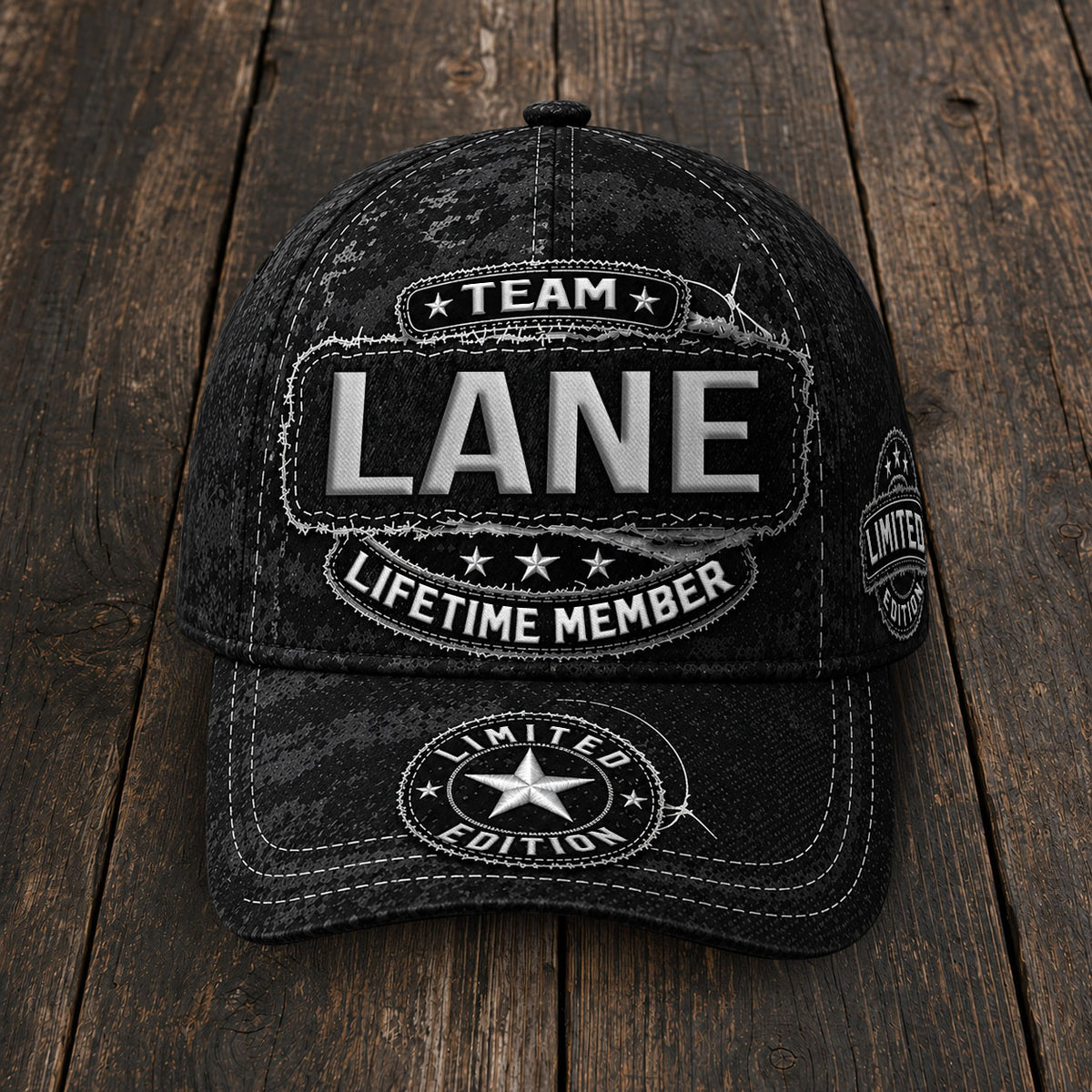 LANE TC03 HH79  Personalized Black Camo Baseball Cap, Custom Name Family Hat