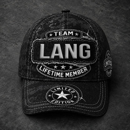 LANG TC03 HH79  Personalized Black Camo Baseball Cap, Custom Name Family Hat