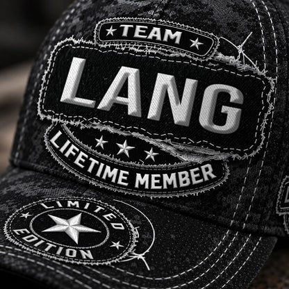 LANG TC03 HH79  Personalized Black Camo Baseball Cap, Custom Name Family Hat