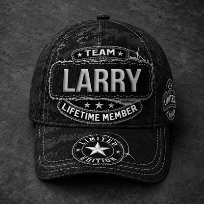 LARRY TC03 HH79  Personalized Black Camo Baseball Cap, Custom Name Family Hat