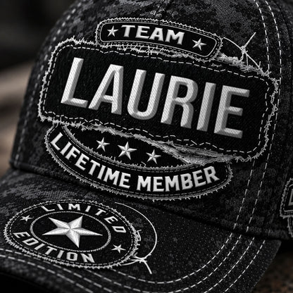LAURIE TC03 HH79  Personalized Black Camo Baseball Cap, Custom Name Family Hat