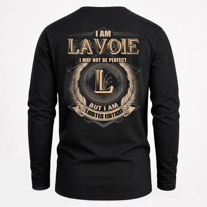 LAVOIE 2K-101–Personalized Name Quote Apparel “I Am NAME May Not Be Perfect But I Am Limited Edition”
