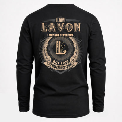 LAVON 2K-101–Personalized Name Quote Apparel “I Am NAME May Not Be Perfect But I Am Limited Edition”