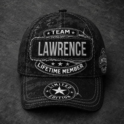 LAWRENCE TC03 HH79  Personalized Black Camo Baseball Cap, Custom Name Family Hat