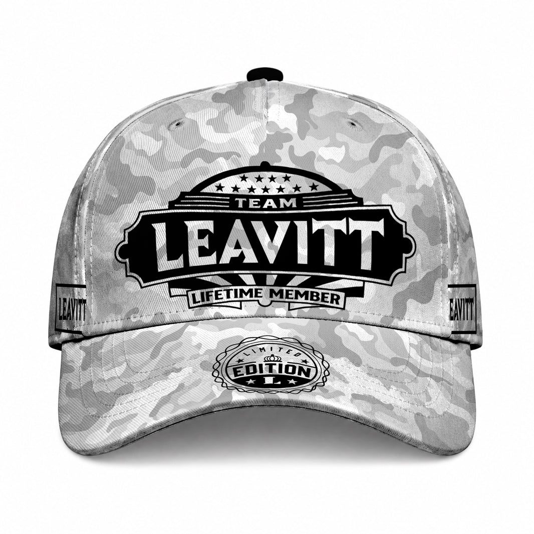LEAVITT TC01 HH79 Team Your Name Hat, Personalized Camo Baseball Cap, Custom Family Gift, Gift for Him Her