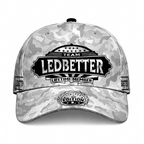 LEDBETTER TC01 HH79 Team Your Name Hat, Personalized Camo Baseball Cap, Custom Family Gift, Gift for Him Her