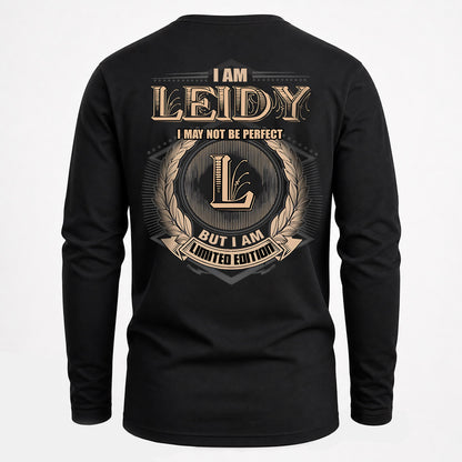 LEIDY 2K-101–Personalized Name Quote Apparel “I Am NAME May Not Be Perfect But I Am Limited Edition”