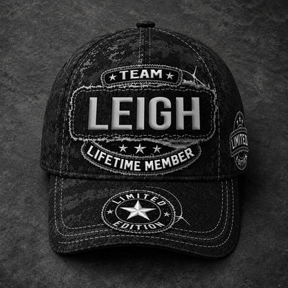 LEIGH TC03 HH79  Personalized Black Camo Baseball Cap, Custom Name Family Hat