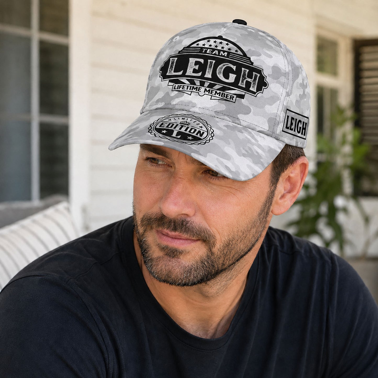 LEIGH TC01 HH79 Team Your Name Hat, Personalized Camo Baseball Cap, Custom Family Gift, Gift for Him Her