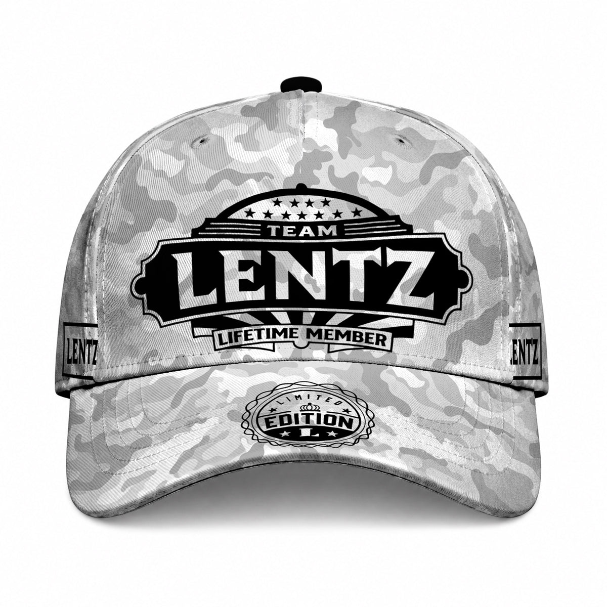 LENTZ TC01 HH79 Team Your Name Hat, Personalized Camo Baseball Cap, Custom Family Gift, Gift for Him Her