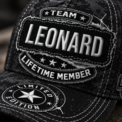 LEONARD TC03 HH79  Personalized Black Camo Baseball Cap, Custom Name Family Hat