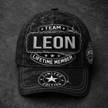 LEON TC03 HH79  Personalized Black Camo Baseball Cap, Custom Name Family Hat