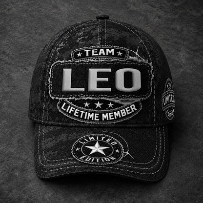 LEO TC03 HH79  Personalized Black Camo Baseball Cap, Custom Name Family Hat