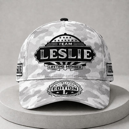 LESLIE TC01 HH79 Team Your Name Hat, Personalized Camo Baseball Cap, Custom Family Gift, Gift for Him Her