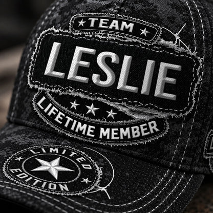 LESLIE TC03 HH79  Personalized Black Camo Baseball Cap, Custom Name Family Hat