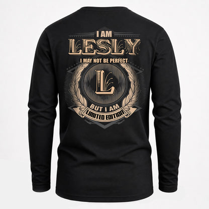LESLY 2K-101–Personalized Name Quote Apparel “I Am NAME May Not Be Perfect But I Am Limited Edition”