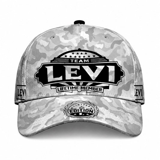 LEVI TC01 HH79 Team Your Name Hat, Personalized Camo Baseball Cap, Custom Family Gift, Gift for Him Her