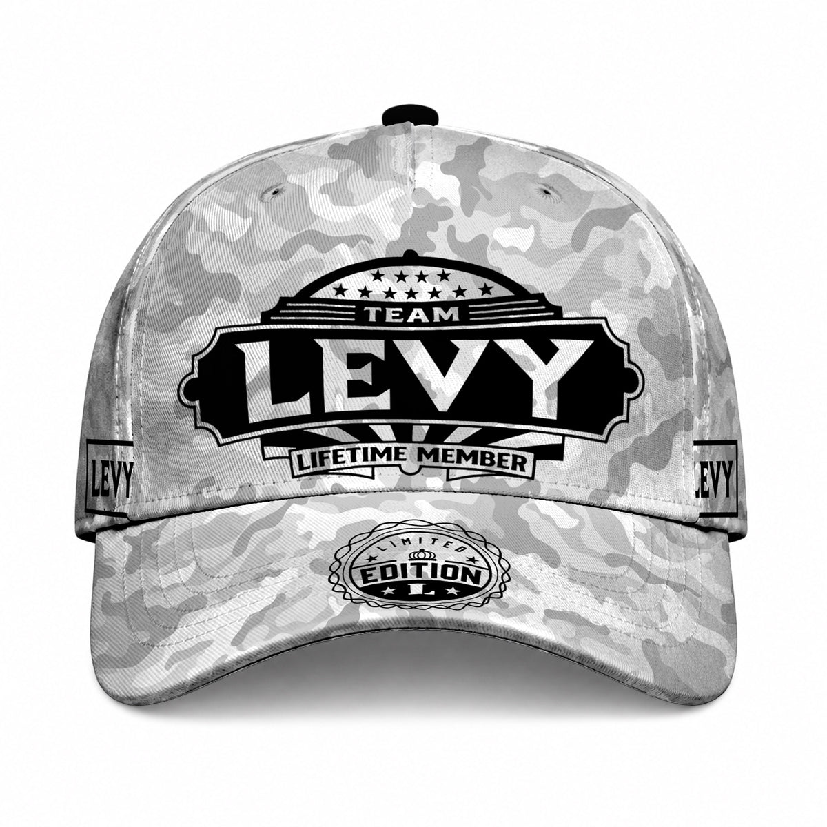LEVY TC01 HH79 Team Your Name Hat, Personalized Camo Baseball Cap, Custom Family Gift, Gift for Him Her
