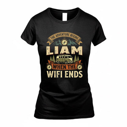 LIAM TT898-K6-229 – Personalized Funny Camping Quote Apparel “The Adventure Begins When The WiFi Ends”