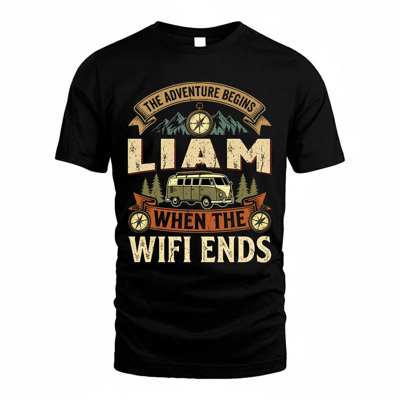 LIAM TT898-K6-229 – Personalized Funny Camping Quote Apparel “The Adventure Begins When The WiFi Ends”