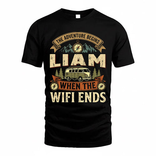 LIAM TT898-K6-229 – Personalized Funny Camping Quote Apparel “The Adventure Begins When The WiFi Ends”