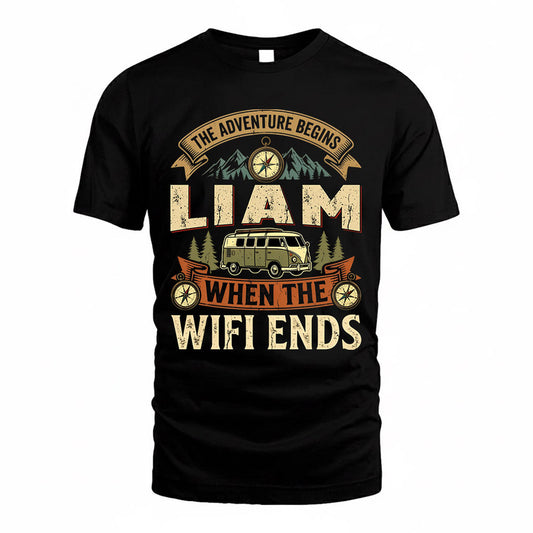 LIAM TT898-K6-229 – Personalized Funny Camping Quote Apparel “The Adventure Begins When The WiFi Ends”
