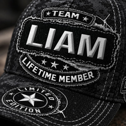 LIAM TC03 HH79  Personalized Black Camo Baseball Cap, Custom Name Family Hat