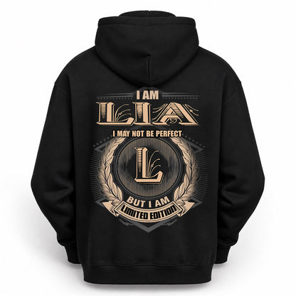 LIA 2K-101–Personalized Name Quote Apparel “I Am NAME May Not Be Perfect But I Am Limited Edition”