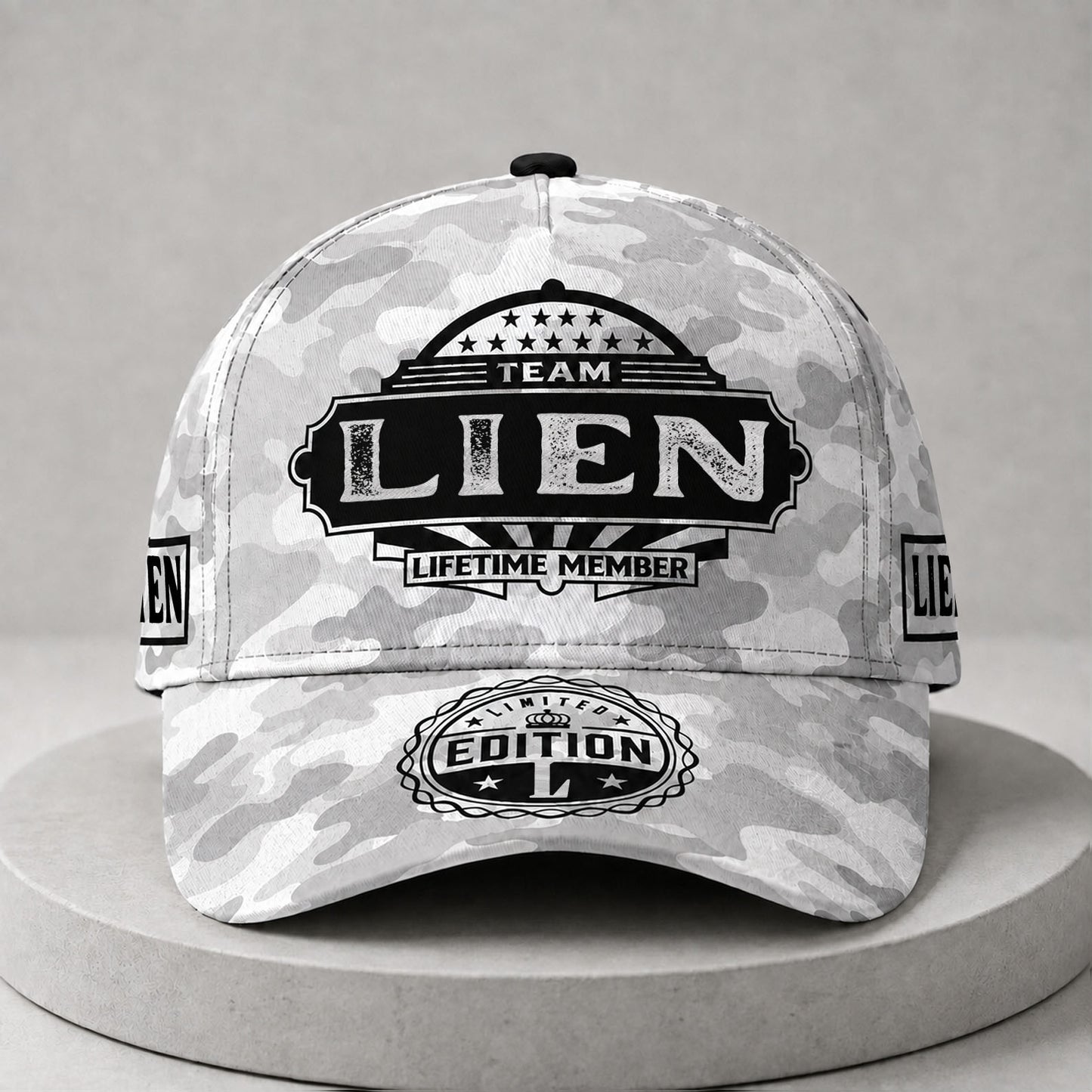 LIEN TC01 HH79 Team Your Name Hat, Personalized Camo Baseball Cap, Custom Family Gift, Gift for Him Her