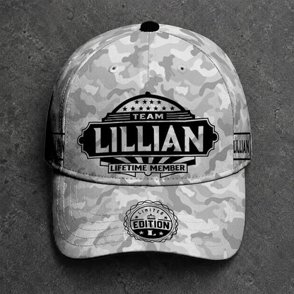 LILLIAN TC01 HH79 Team Your Name Hat, Personalized Camo Baseball Cap, Custom Family Gift, Gift for Him Her
