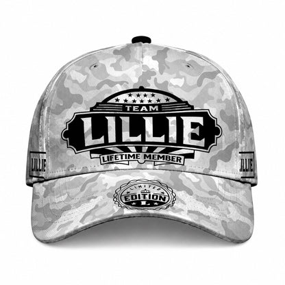 LILLIE TC01 HH79 Team Your Name Hat, Personalized Camo Baseball Cap, Custom Family Gift, Gift for Him Her
