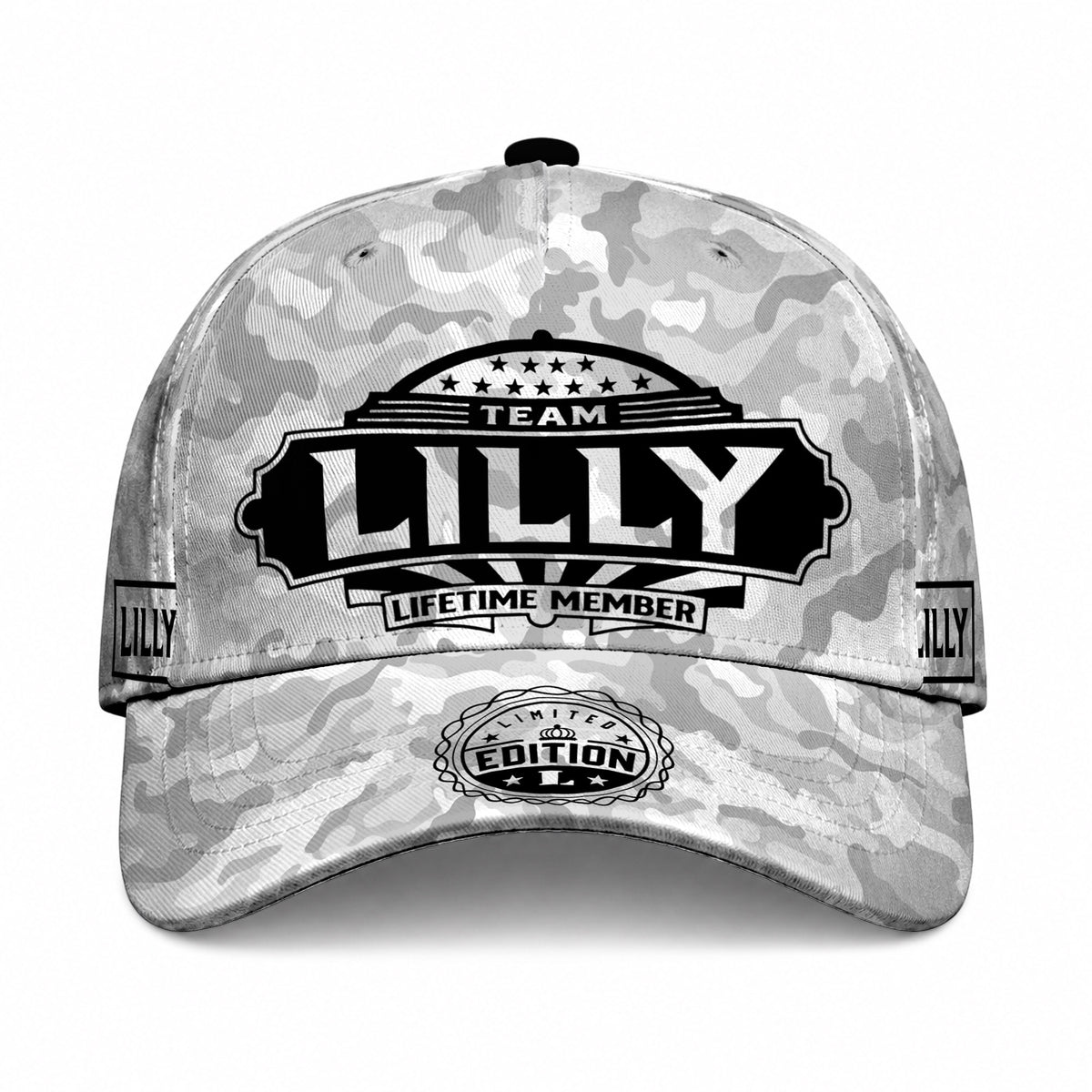 LILLY TC01 HH79 Team Your Name Hat, Personalized Camo Baseball Cap, Custom Family Gift, Gift for Him Her