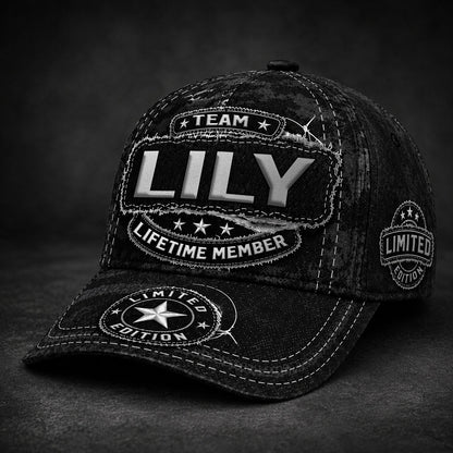 LILY TC03 HH79  Personalized Black Camo Baseball Cap, Custom Name Family Hat