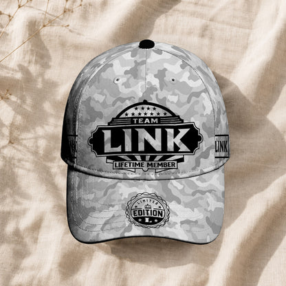 LINK TC01 HH79 Team Your Name Hat, Personalized Camo Baseball Cap, Custom Family Gift, Gift for Him Her