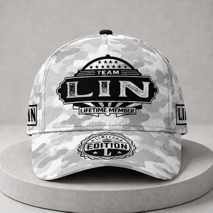 LIN TC01 HH79 Team Your Name Hat, Personalized Camo Baseball Cap, Custom Family Gift, Gift for Him Her