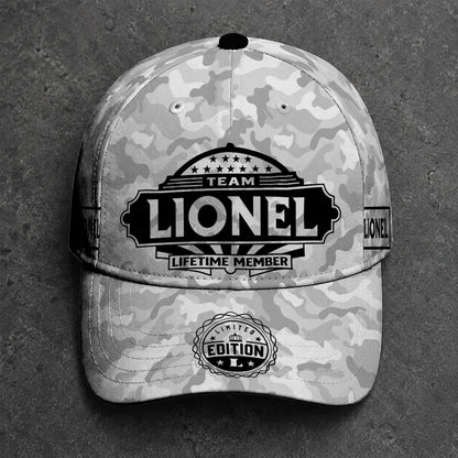 LIONEL TC01 HH79 Team Your Name Hat, Personalized Camo Baseball Cap, Custom Family Gift, Gift for Him Her