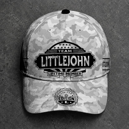 LITTLEJOHN TC01 HH79 Team Your Name Hat, Personalized Camo Baseball Cap, Custom Family Gift, Gift for Him Her
