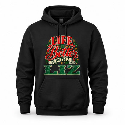 LIZ HH-F011 Personalized Name Christmas Shirt – “Life Is Better With a Custom Name” Funny Christmas Gift, Custom Holiday Apparel