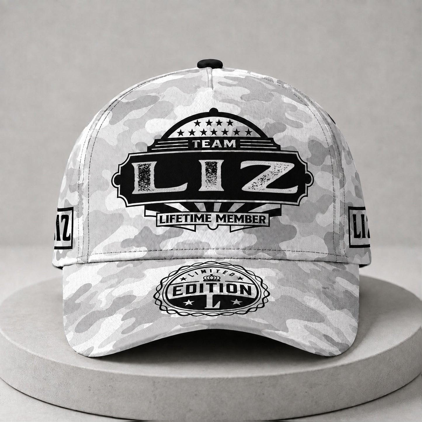 LIZ TC01 HH79 Team Your Name Hat, Personalized Camo Baseball Cap, Custom Family Gift, Gift for Him Her