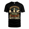 LIZ TT898-K6-229 – Personalized Funny Camping Quote Apparel “The Adventure Begins When The WiFi Ends”