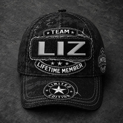 LIZ TC03 HH79  Personalized Black Camo Baseball Cap, Custom Name Family Hat