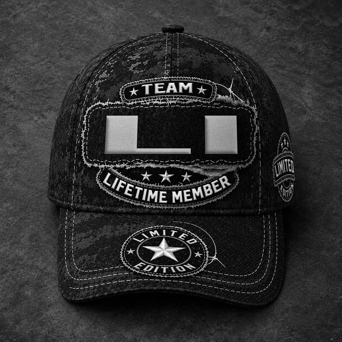 LI TC03 HH79  Personalized Black Camo Baseball Cap, Custom Name Family Hat