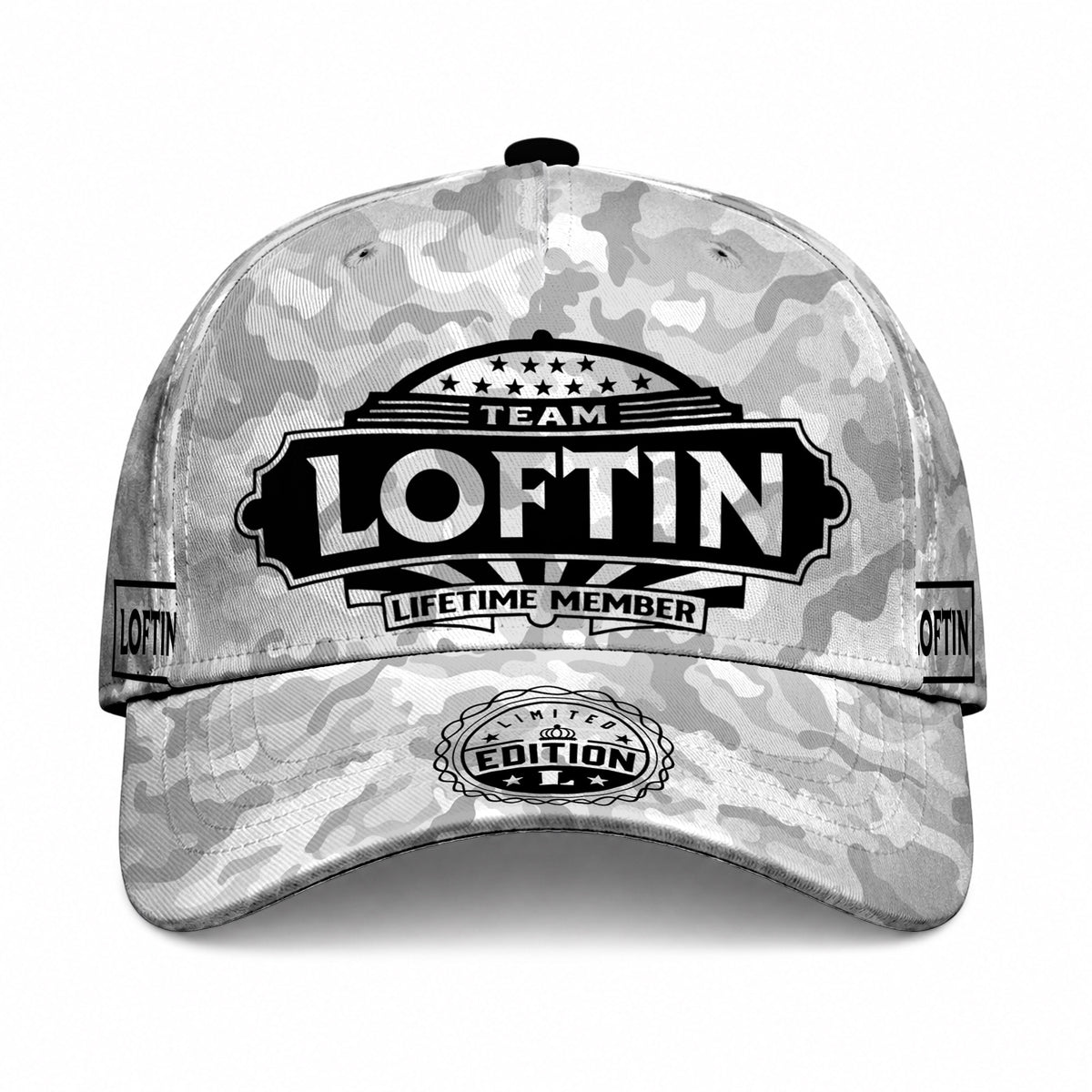 LOFTIN TC01 HH79 Team Your Name Hat, Personalized Camo Baseball Cap, Custom Family Gift, Gift for Him Her