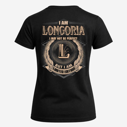 LONGORIA 2K-101–Personalized Name Quote Apparel “I Am NAME May Not Be Perfect But I Am Limited Edition”