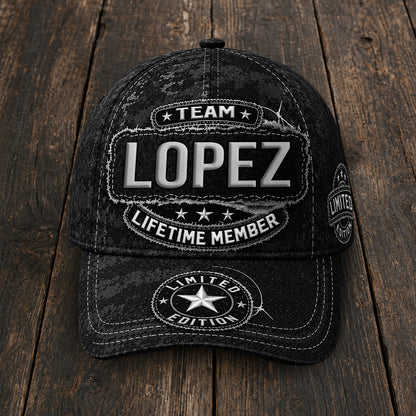 LOPEZ TC03 HH79  Personalized Black Camo Baseball Cap, Custom Name Family Hat