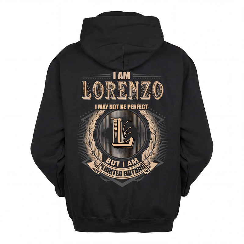 LORENZO 2K-101–Personalized Name Quote Apparel “I Am NAME May Not Be Perfect But I Am Limited Edition”